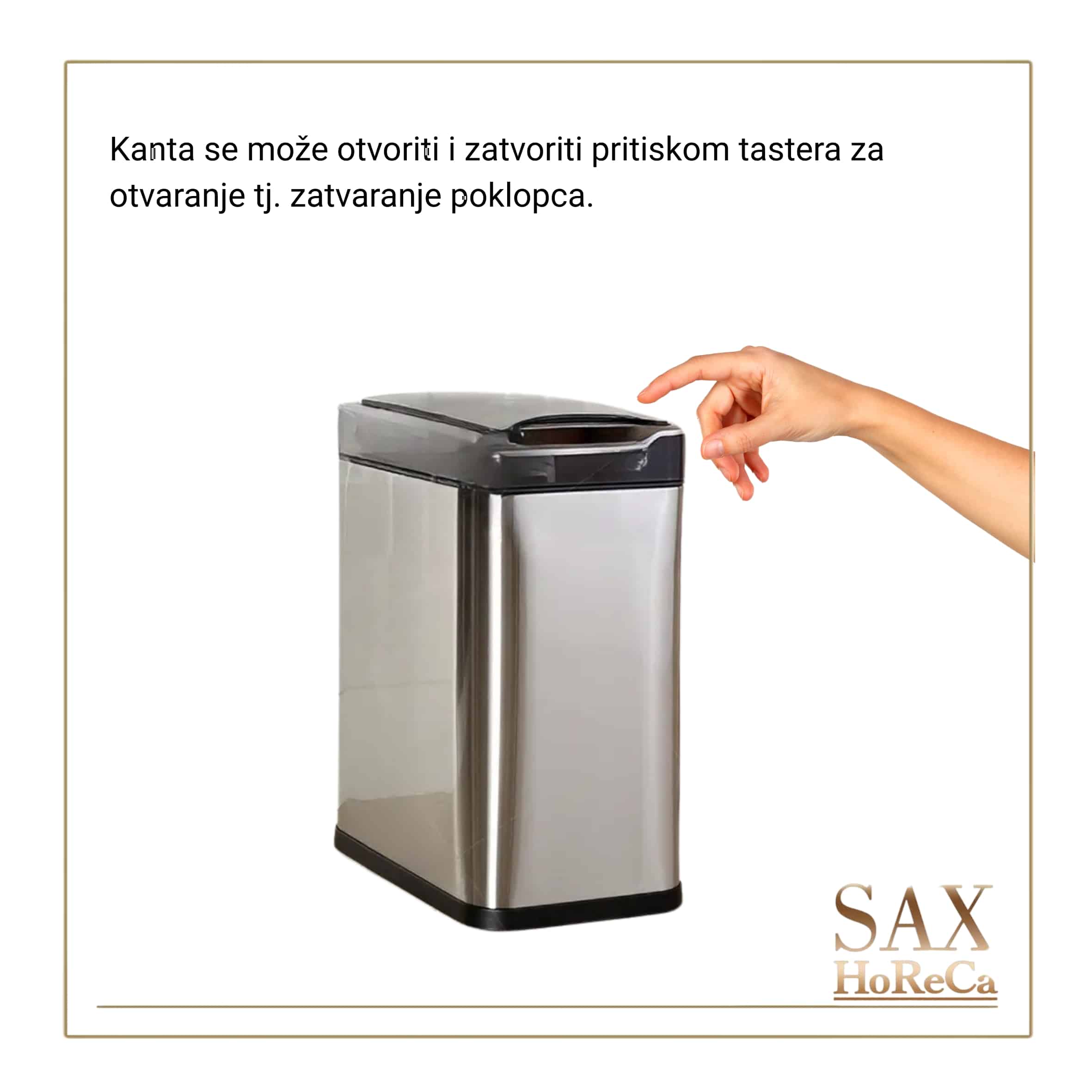 Kanta-za-otpatke-sa-senzorom-12L-instrukcije-1 Elegantna, moderna estetika čini je savršenim dodatkom za savremenu kancelariju, luksuznu hotelsku sobu, apartman, stan na dan ili modernu kuhinju u domaćinstvu. Nenametljiva boja i dizajn omogućavaju da se uklopi u svaki enterijer.