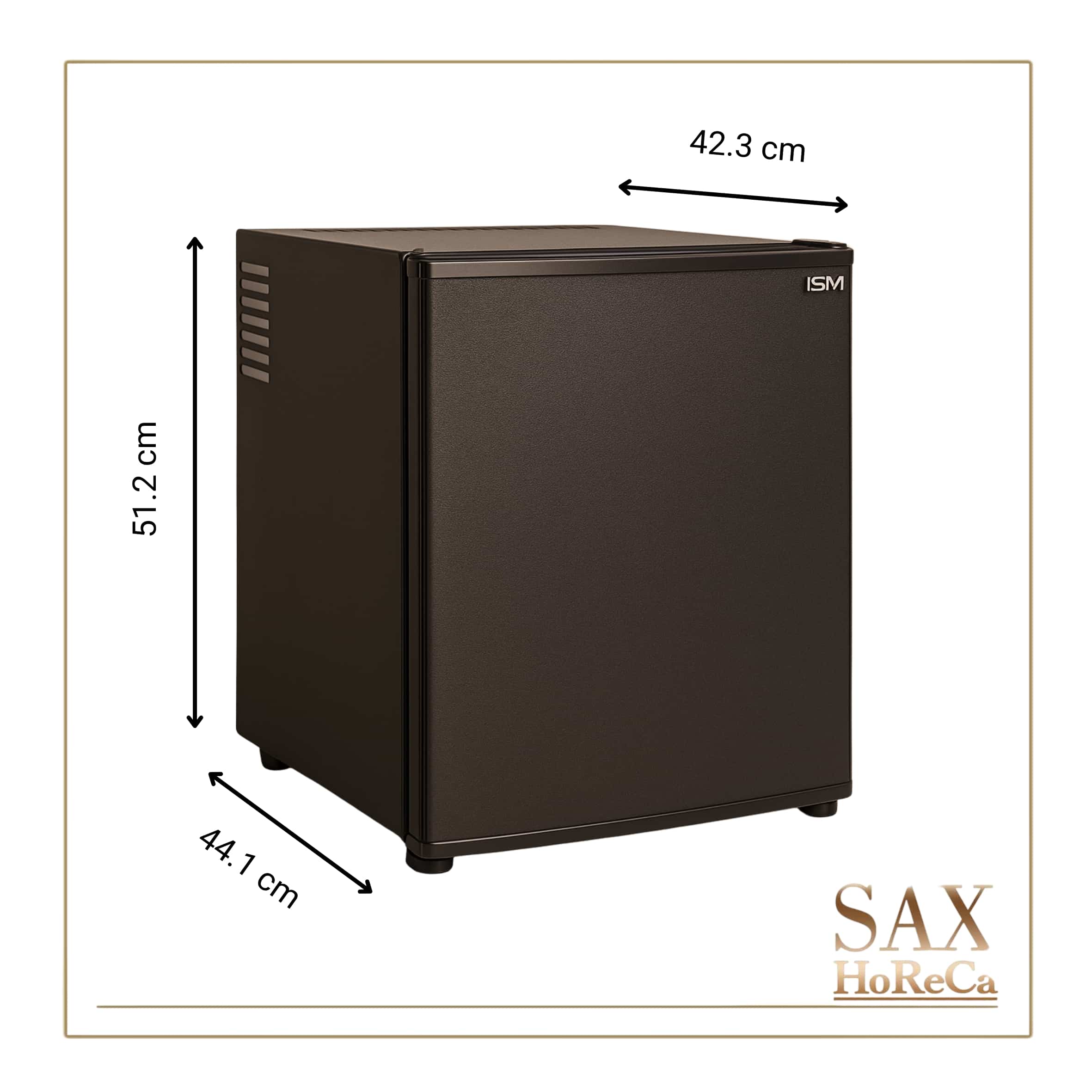 Mini-bar-33L-ECOSM302022-3 Idealan je za nameštaj po meri jer je ugradni i lako se uklapa u prostor zbog dimenzija i minimalističke crne boje. Vrata se mogu namestiti da se otvaraju na levu ili na desnu stranu što je korisno kada mini bar treba da stane u uski prostor npr. ispod radne ploče, pored zida ili da se vrata ne sudaraju sa nameštajem.