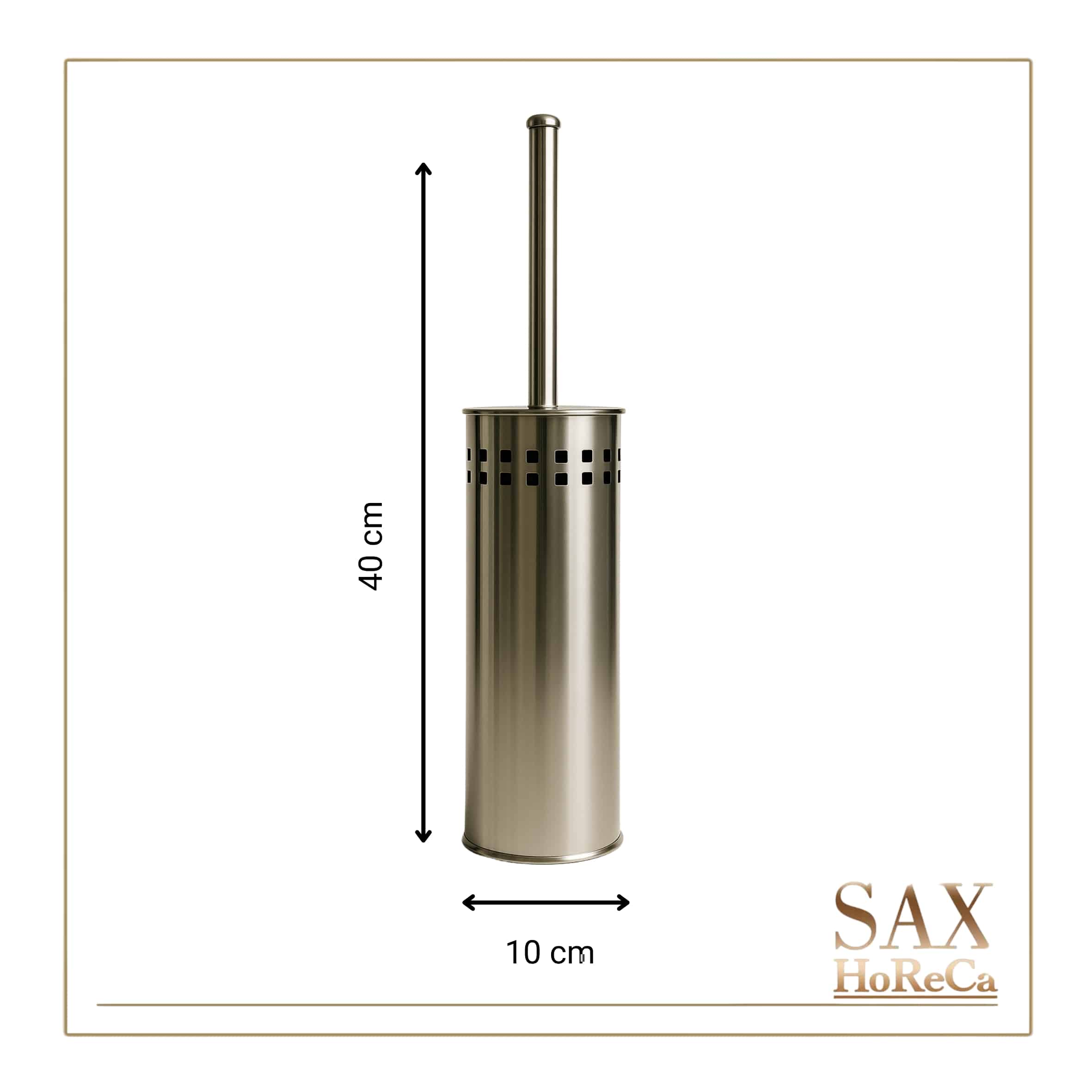 Toalet-četka-srebrna-samostojeća-SB-0206-4 Otporna je na vlagu, ne rđa, lako se čisti i izgleda reprezentativno čak i nakon duže upotrebe. Zahvaljujući stabilnom samostojećem dizajnu, ne mora se bušiti ili fiksirati na zid, brzo se postavlja na željeno mesto.